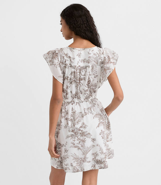 Petite Floral Toile Flutter Mini Pocket Dress