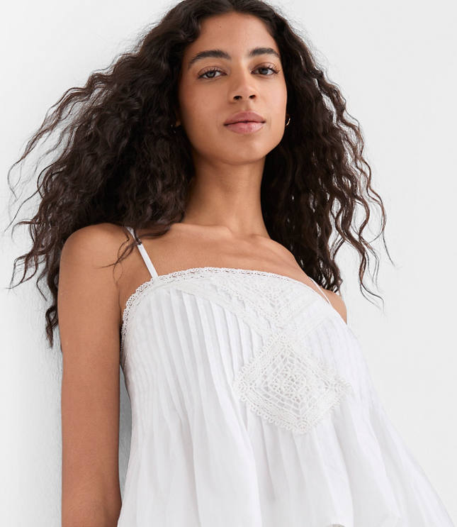 Petite Lace Pintucked Cami