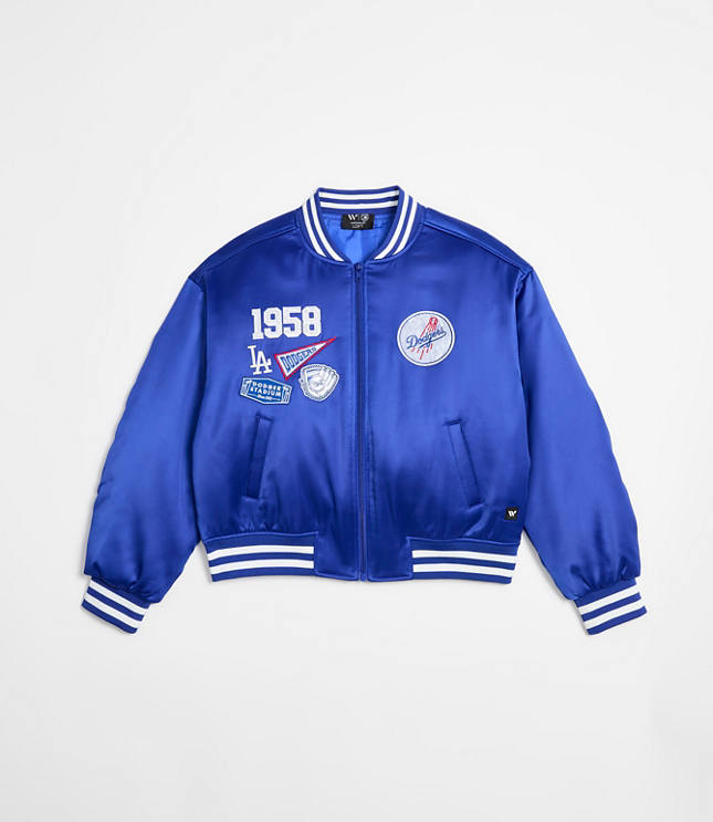 Wild Collective Dodgers Satin Bomber Jacket