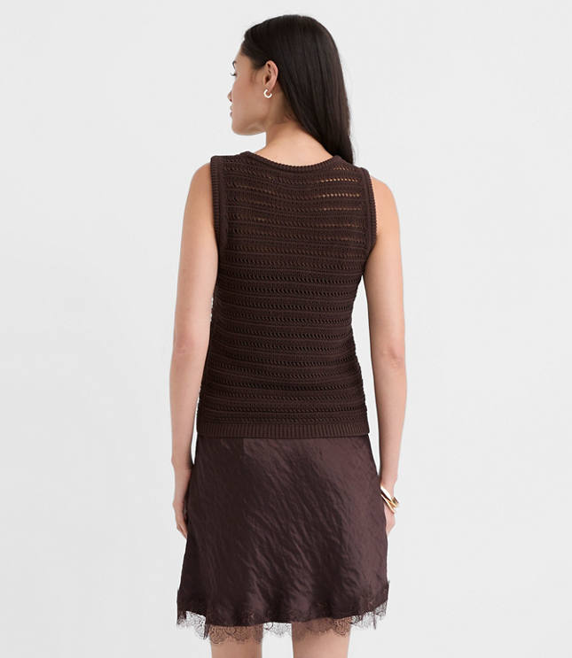 Petite Pointelle Scoop Neck Sweater Tank Top