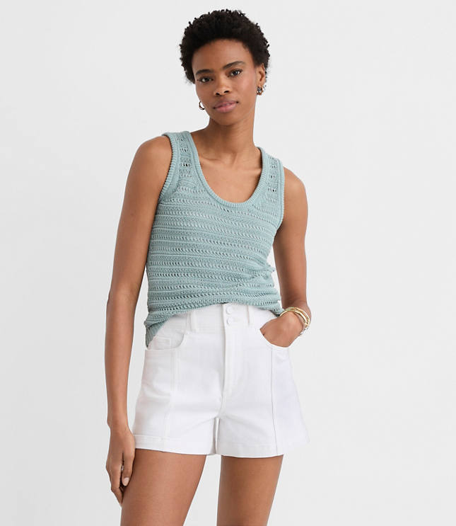 Petite Pointelle Scoop Neck Sweater Tank Top