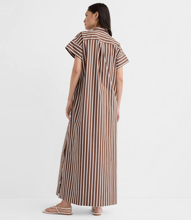 Tall Striped Poplin Maxi Pocket Shirtdress