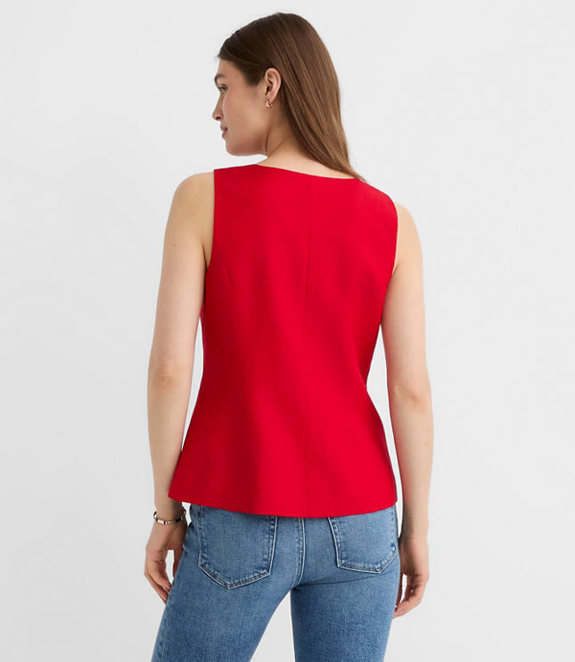 Petite Linen Blend Cutaway Pocket Vest