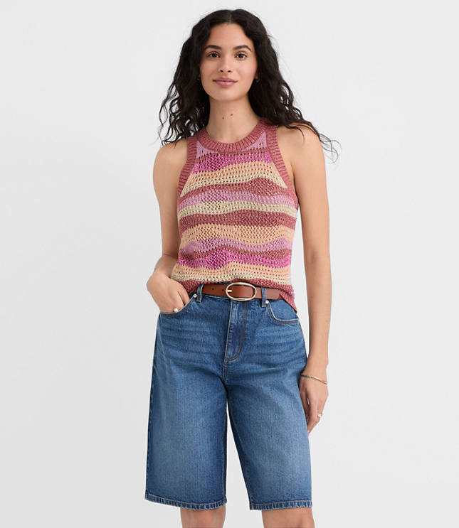 Petite Shimmer Wave Halter Sweater
