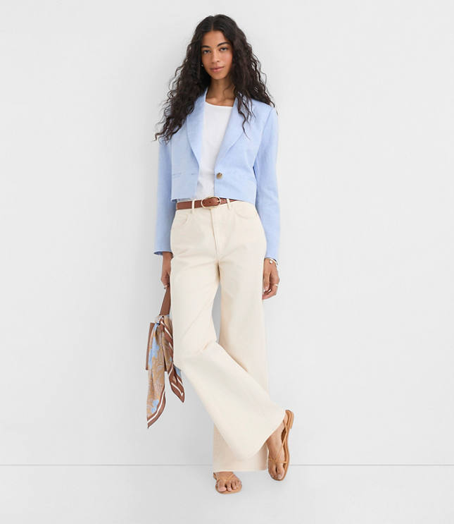 Linen Blend Cropped Blazer