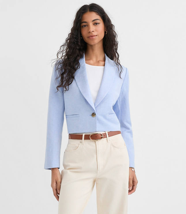 Linen Blend Cropped Blazer