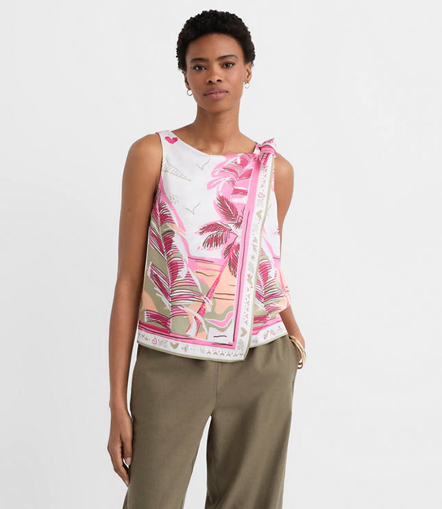 Petite Palm Shoulder Tie Top