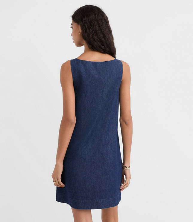 Petite Chambray Boatneck Mini Dress
