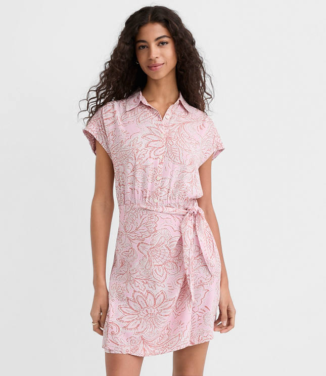 Petite Floral Wrap Mini Shirtdress