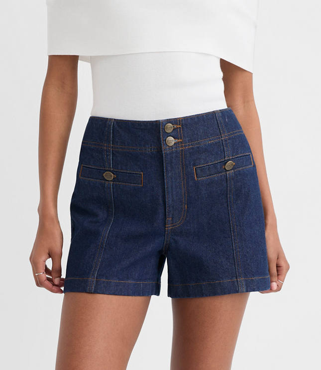 Rivete Curvy Double Shank High Rise Denim Shorts in Nova Wash