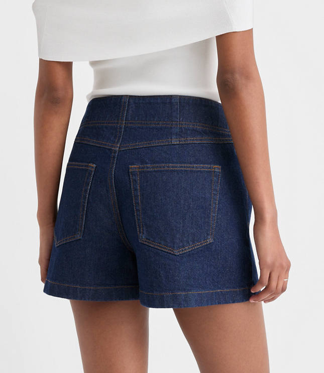 Rivete Curvy Double Shank High Rise Denim Shorts in Nova Wash