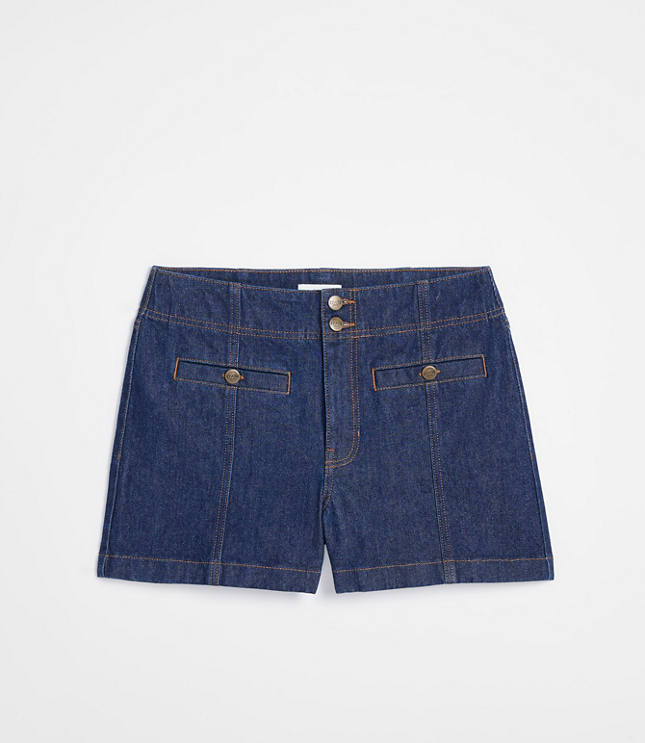 Rivete Curvy Double Shank High Rise Denim Shorts in Nova Wash