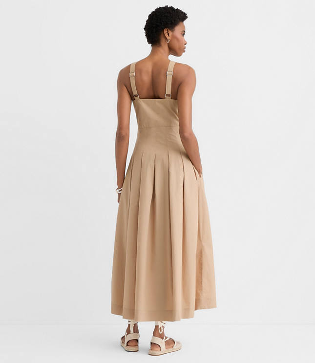 Petite Pleated Poplin Midi Pocket Dress