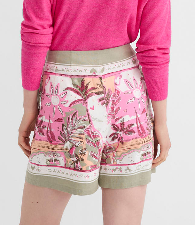 Petite Palm Linen Cotton Wrap Skort