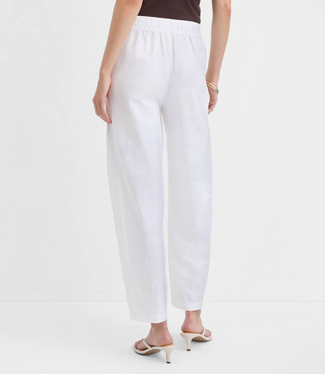 Petite Pull On Barrel Pants in Linen Cotton