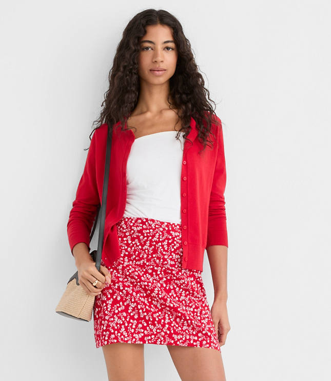 Petite Floral Linen Cotton Modern Mini Skort