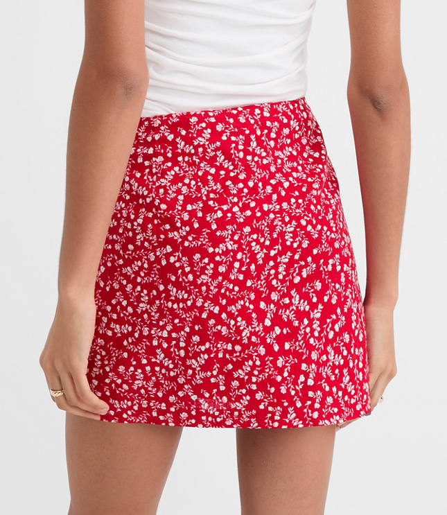Petite Floral Linen Cotton Modern Mini Skort
