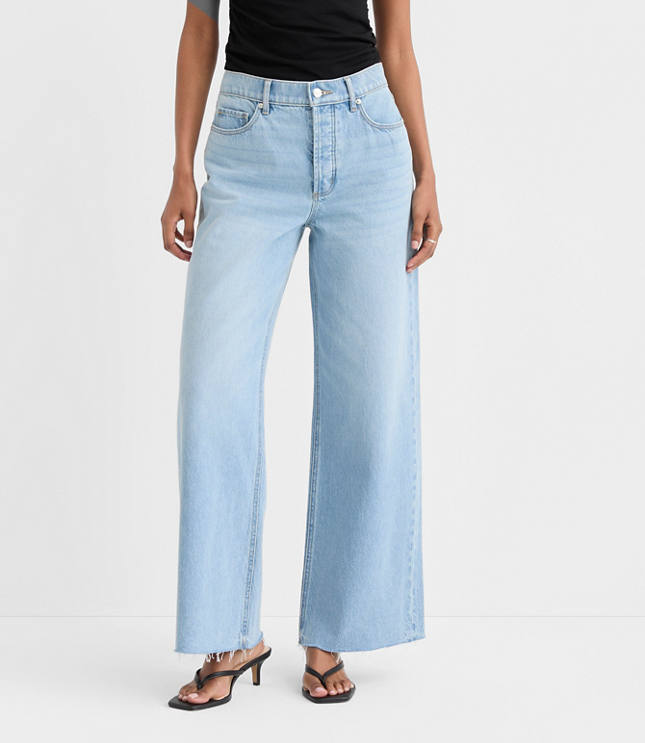 Rivete Petite Curvy Fresh Cut High Rise Relaxed Wide Leg Jeans in Wave Wash