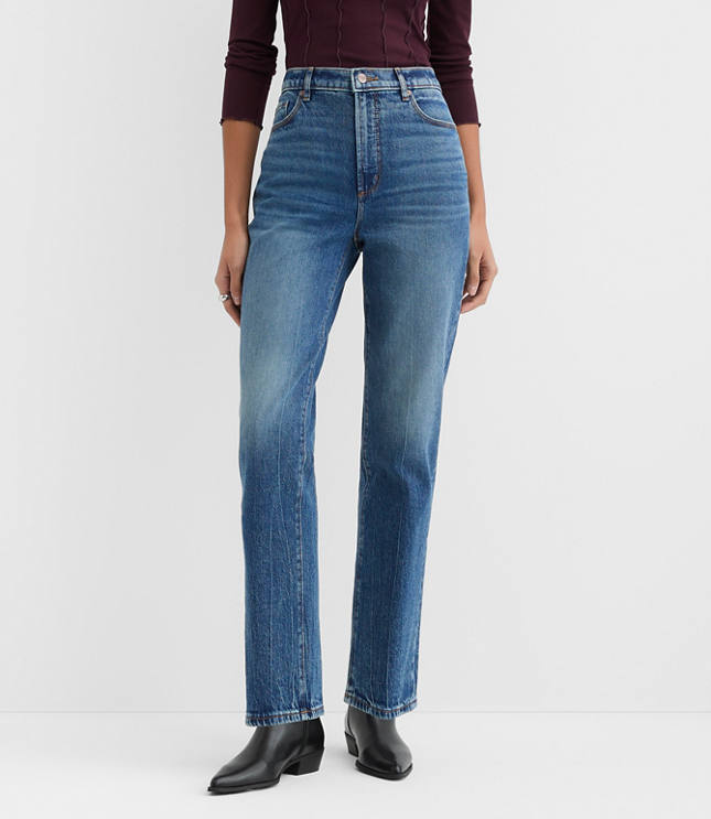 Rivete Short High Rise Straight Jeans in Echo Wash