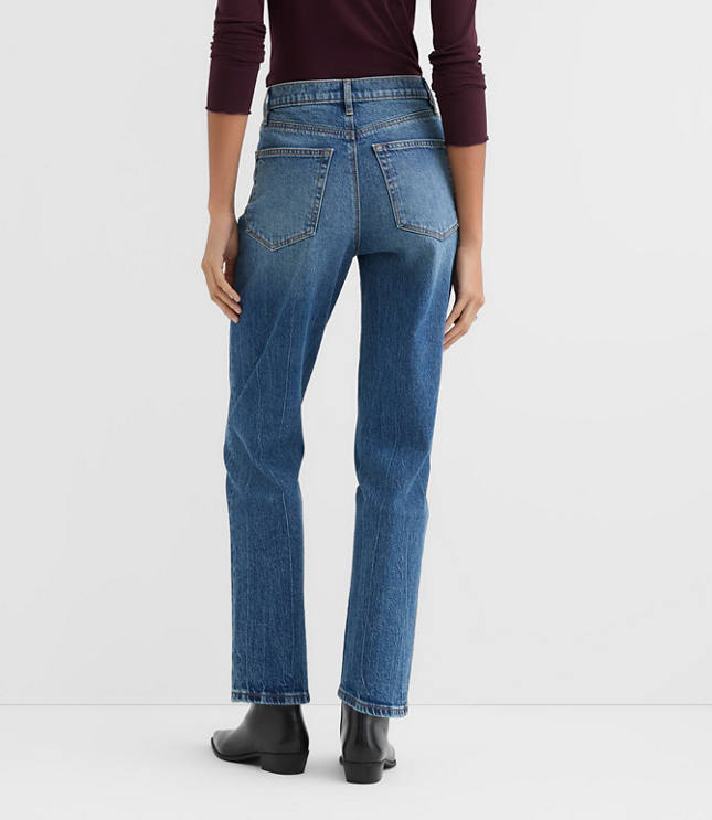 Rivete Short High Rise Straight Jeans in Echo Wash
