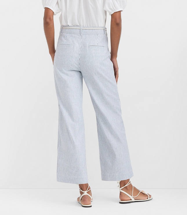 Belted Palmer Wide Leg Crop Pants in Striped Twill carousel Product Image 3