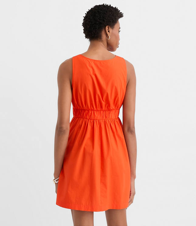 Petite Bow Poplin Mini Pocket Dress