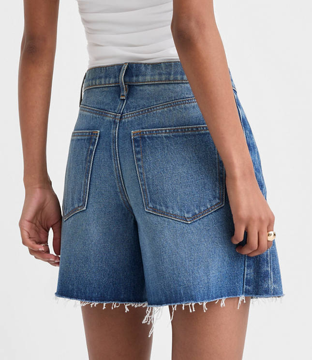 Rivete Curvy Fresh Cut Seamed Boyfriend Shorts in Dark Wash