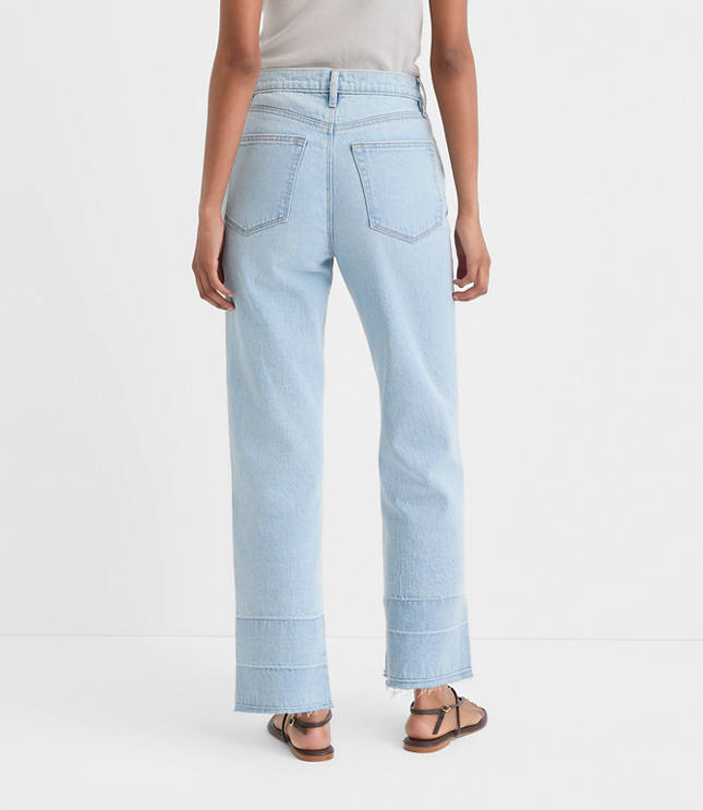Rivete Tall Curvy Unpicked High Rise Straight Jeans in Wave Wash