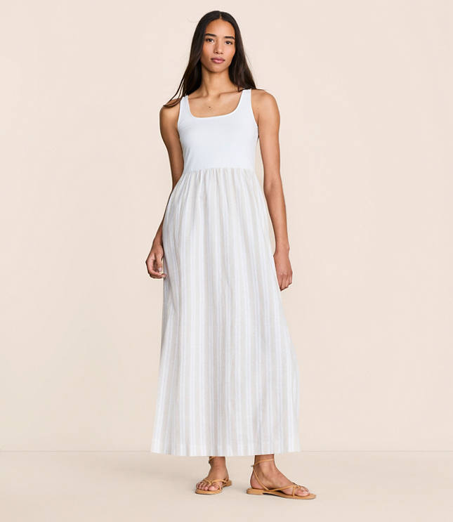 Petite Lou & Grey Square Neck Mixed Media Maxi Pocket Dress