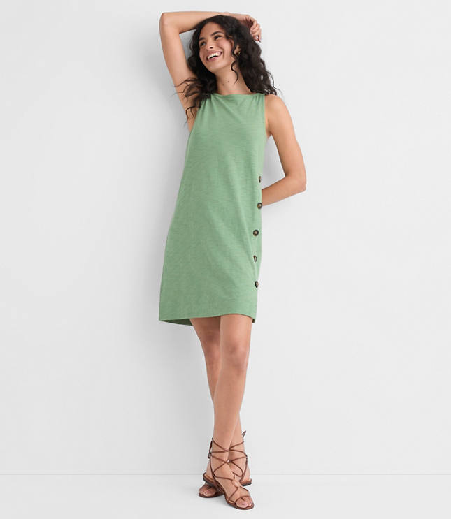 Petite Side Button Mini Dress carousel Product Image 1