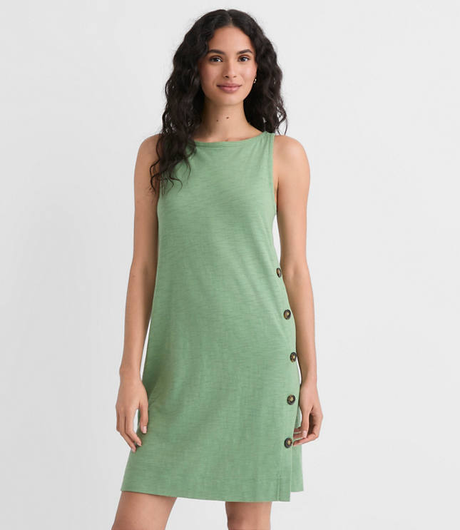 Petite Side Button Mini Dress carousel Product Image 2
