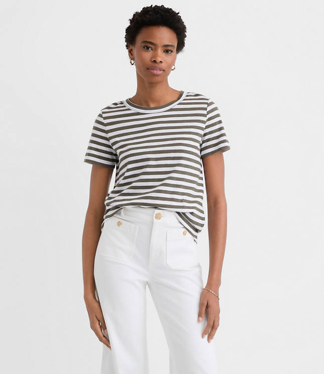 Petite Striped Everyday Crew Tee
