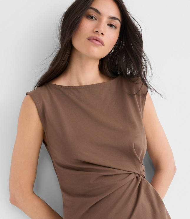 Petite Knotted Boatneck Top