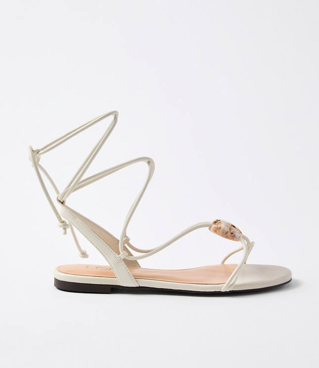 Resin Trim Lace Up Sandals