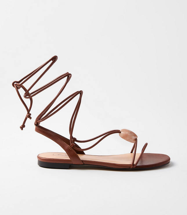 Resin Trim Lace Up Sandals
