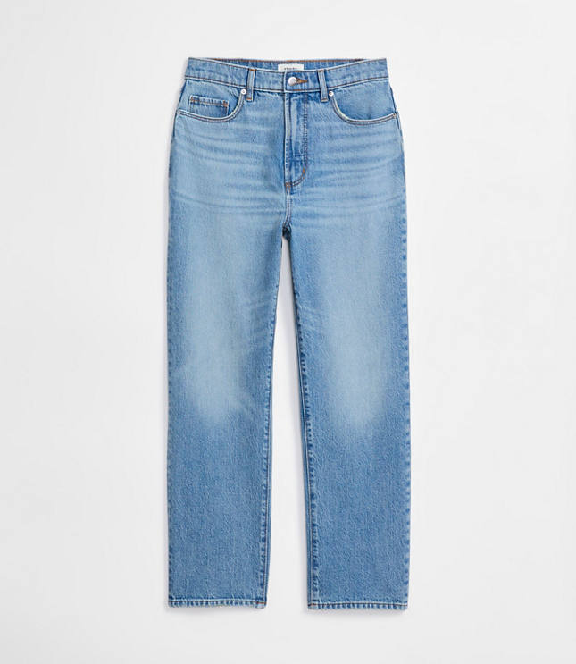 Rivete Short High Rise Straight Jeans in Aura Wash