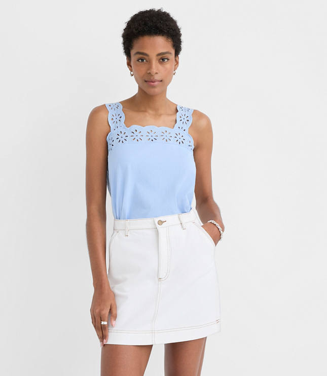 Floral Eyelet Tank Top carousel Product Image 1