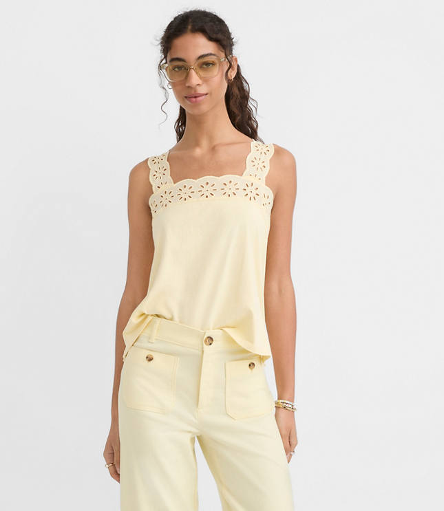Floral Eyelet Tank Top carousel Product Image 1