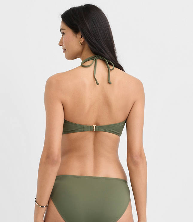 LOFT Beach Beaded Ruched Bandeau Bikini Top