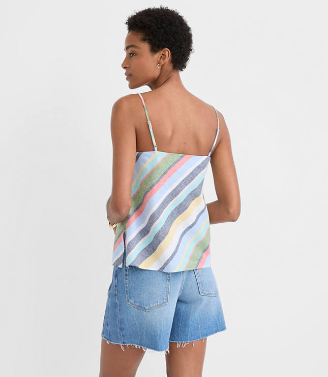 Petite Striped Linen Cotton Square Neck Cami carousel Product Image 4