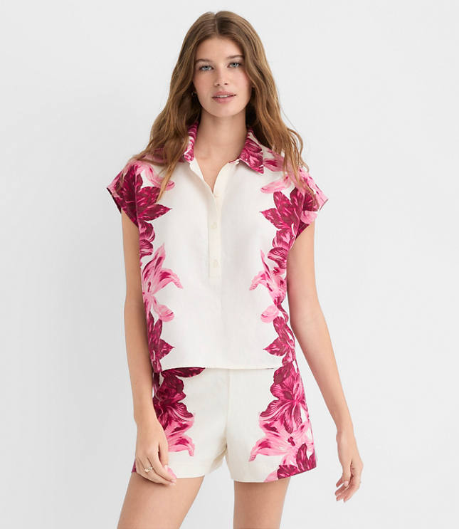 Petite Lily Linen Blend Popover Shirt
