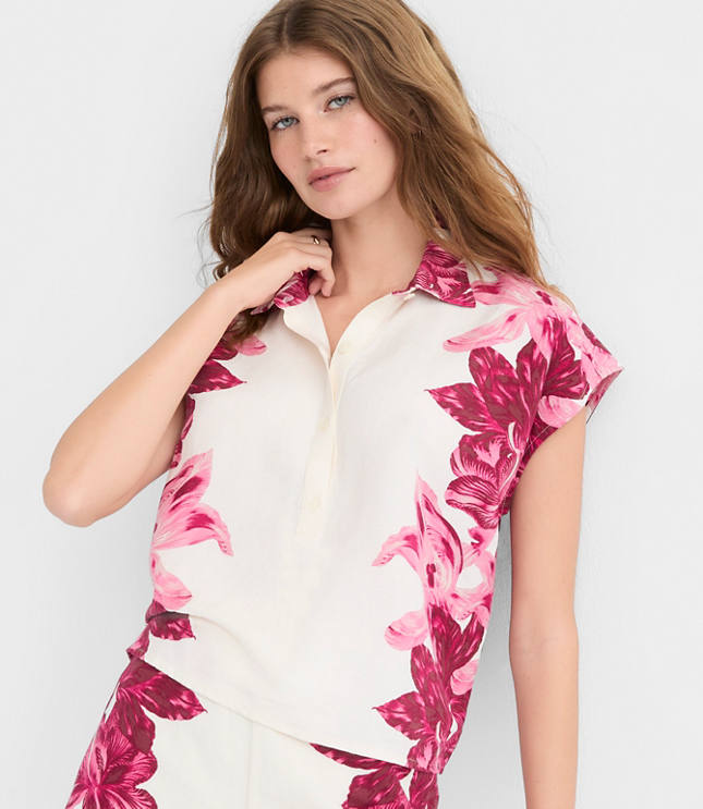 Petite Lily Linen Blend Popover Shirt