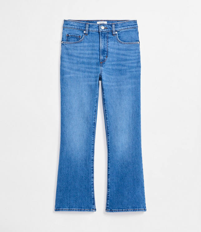 Rivete Short High Rise Kick Crop Jeans in Vintage Mid Wash