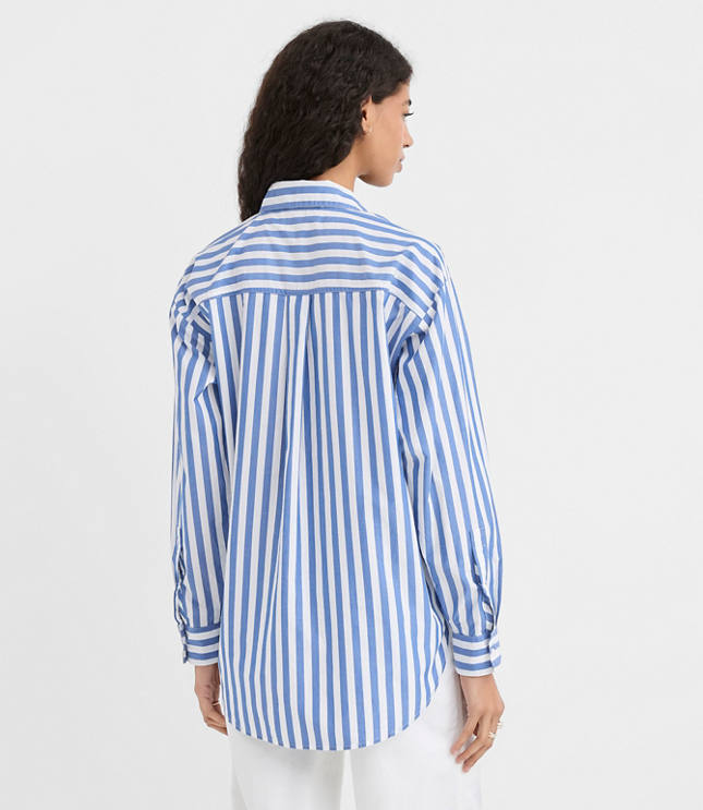 Petite Striped Poplin Everyday Oversized Pocket Shirt carousel Product Image 3