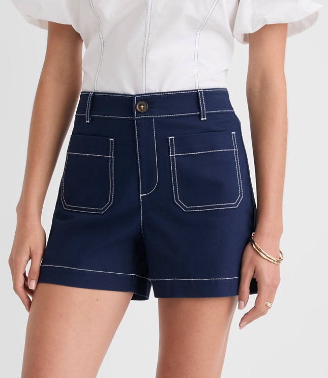 Petite Palmer Shorts in Topstitched Twill carousel Product Image 2
