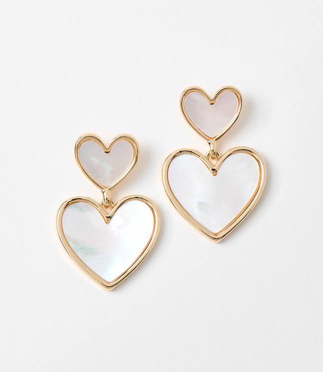 Mother Of Pearl Heart Drop Earrings
