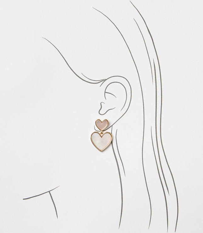 Mother Of Pearl Heart Drop Earrings