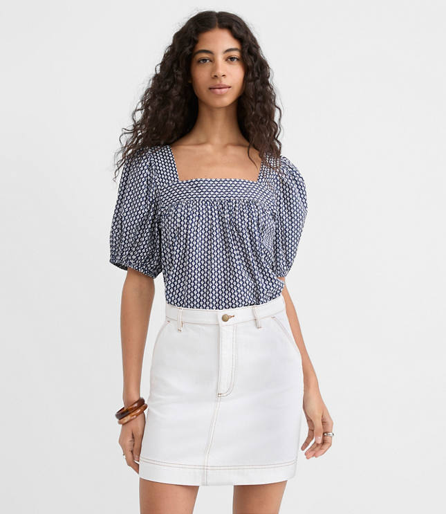 Petite Clover Square Neck Puff Sleeve Top carousel Product Image 1