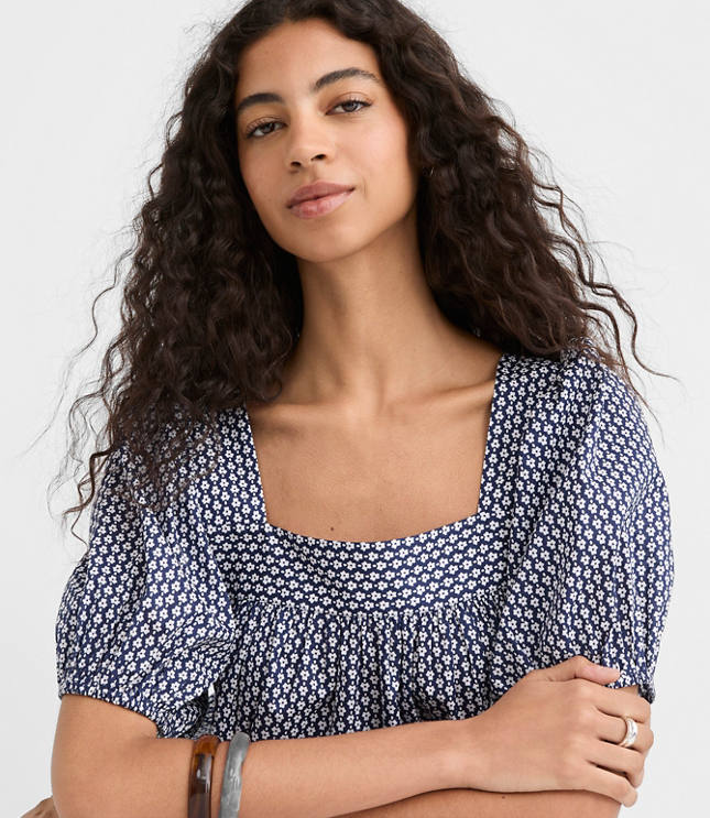 Petite Clover Square Neck Puff Sleeve Top carousel Product Image 2