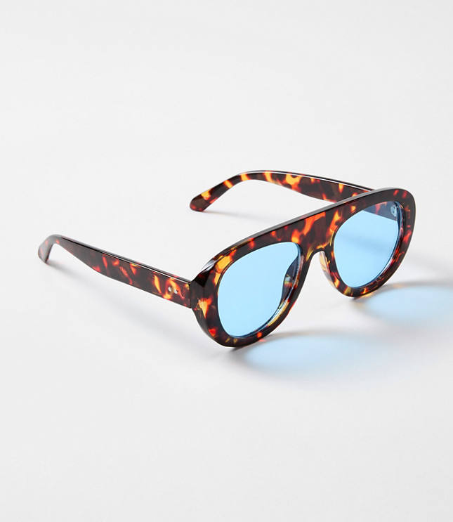 Tortoiseshell Print Shield Sunglasses carousel Product Image 1